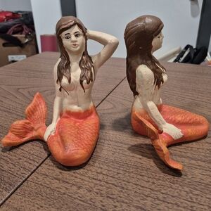 Amazing! Mermaid Cast Like Metal Bookends Statues